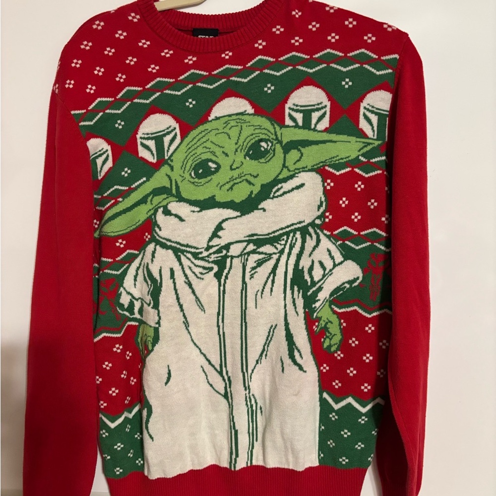 Star Wars Red and Green Yoda Sweater